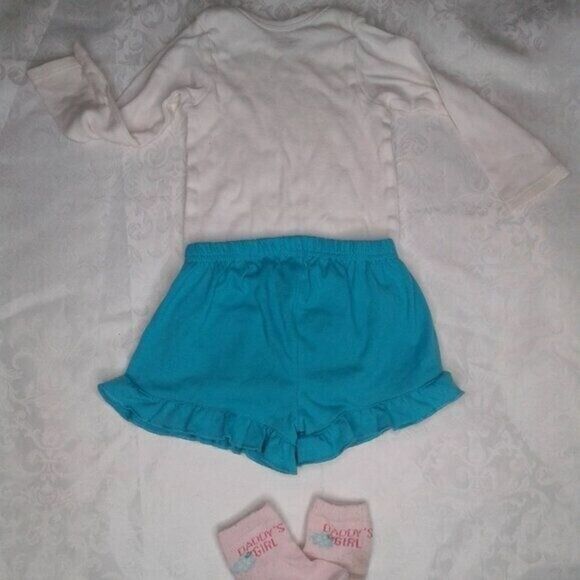 OshKosh Circo Gerber Baby Girl 12 Month Outfits Bundle Onesie Shorts Socks Teal - Picture 3 of 9